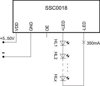 Включение группы светодиодов последовательно к SSC0018