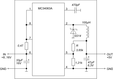 Схема стабилизатора SCV0031-5V-0.6A