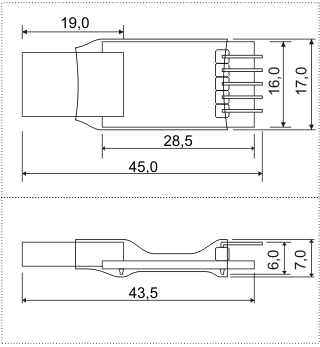Габаритные размеры USB-UART преобразователя