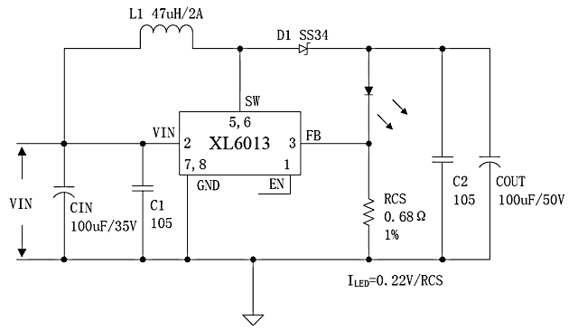XL6013 Typical application circuit