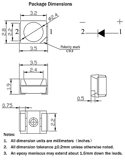 FYLS-3528UYC package dimensions