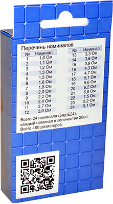 EK-RMF025/1 - набор выводных резисторов MF 0.25 Вт единицы Ом