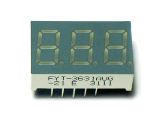 FYT-3631AUG-21, 3-х разр. светод. индикатор, зеленый, ультра яркий 