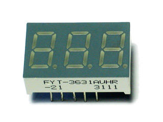 FYT-3631AUHR-21, 3-х разр. светод. индикатор, красный, ультра яркий