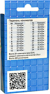 Наборы резисторов EK-RCF0125/5, 14 шт. в гофротаре