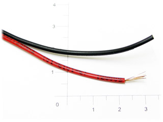 Провод монтажный красный+черный 2* 0,75кв.мм. 1 метр.