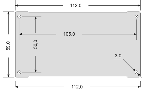 Габаритные размеры торцевой панели PCBBOX-112x59