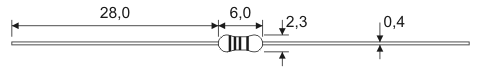 Размеры выводных резисторов 0,25 Вт