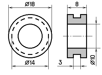 Габаритный чертёж Кольцо проходное для кабельных вводов, диаметр кабеля 10 мм, в корпус 3 мм