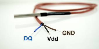 Цветовая маркировка проводов герметичного датчика температуры DS18B20, IP67, трехпроводный