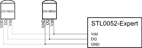 Трехпроводная схема подключения датчиков к терморегулятору STL0052-Expert